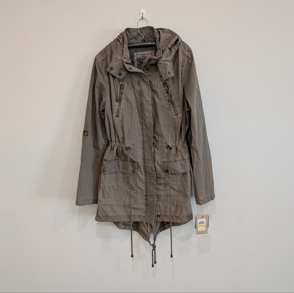 Levi's Woman's Cotton Hooded Anorak Army Green Jacket Size Medium. - Picture 3 of 12